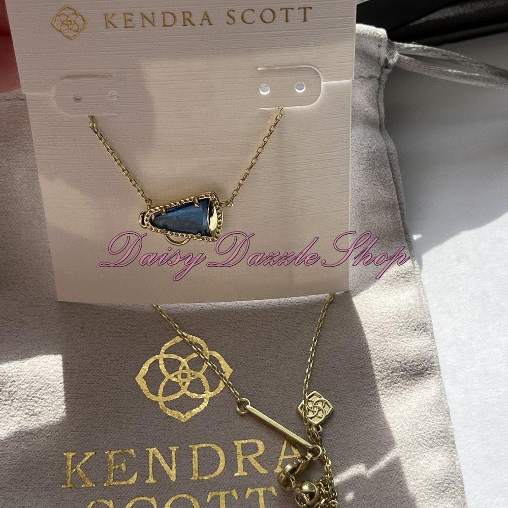 ✨New Kendra Scott Cheer Gold Pendant Necklace In Cobalt Blue📣💙